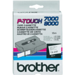 Páska Brother TX-241 18mmx15m černý tisk, bílý podklad originální (akce)